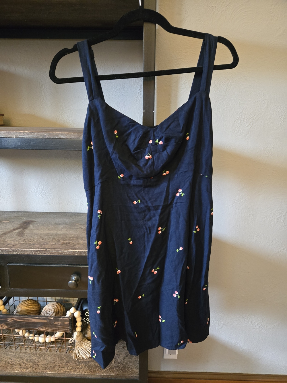 Old Navy Navy Blue Sundress with Cherry Embroidery